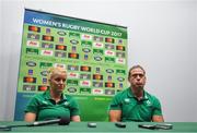 8 August 2017; Ireland captain Claire Molloy and head coach Tom Tierney during the Ireland Women's Rugby press conference at UCD, in Dublin. Photo by Eóin Noonan/Sportsfile