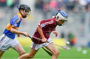 6 August 2017; Brian O Halloran of Kildalkey NS, Co Meath, representing Galway, in action against Donagh Cooney of Ballygunner  N.S. , Waterford, representing Tipperary, during INTO Cumann na mBunscol GAA Respect Exhibition Go Games at Galway v Tipperary - GAA Hurling All-Ireland Senior Championship Semi-Final at Croke Park in Dublin Photo by Sam Barnes/Sportsfile