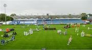 8 August 2017; A general view of the jump layout in the main arena ahead of the Dublin Horse Show at the RDS in Ballsbridge, Dublin. Photo by Cody Glenn/Sportsfile