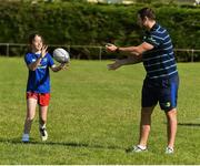 9 August 2017; Robbie Henshaw with Dervala Walsh during the Bank of Ireland Leinster Rugby Summer Camp at Longford RFC in Lisbrack, Longford. Photo by David Maher/Sportsfile