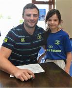 9 August 2017; Robbie Henshaw with Ellen O'Boyle during the Bank of Ireland Leinster Rugby Summer Camp at Longford RFC in Lisbrack, Longford. Photo by David Maher/Sportsfile