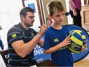 9 August 2017; Naoise Golden has his jersey signed by Robbie Henshaw during the Bank of Ireland Leinster Rugby Summer Camp at Longford RFC in Lisbrack, Longford. Photo by David Maher/Sportsfile