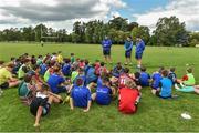 9 August 2017; Leinster coach Ben Armstrong with academy players Jimmy O'Brien and Vakh Abdaladze during the Bank of Ireland Leinster Rugby School of Excellence event at Kings Hospital in Palmerstown, Dublin. Photo by Matt Browne/Sportsfile