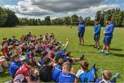 9 August 2017; Leinster coach Ben Armstrong with academy players Vakh Abdaladze and Jimmy O'Brien during the Bank of Ireland Leinster Rugby School of Excellence event at Kings Hospital in Palmerstown, Dublin. Photo by Matt Browne/Sportsfile