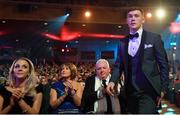 3 November 2017; Dublin footballer Con O'Callaghan makes his way to the stage to pick up his Young Footballer of the Year award during the PwC All Stars 2017 at the Convention Centre in Dublin. Photo by Brendan Moran/Sportsfile