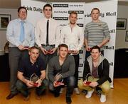 16 April 2012; Aaron Clogher, back left, DCU Gaelic Football Club Chairman with DCU players, back row, from left, Fiontain O Currain, Jonny Cooper and Dean Rock. Front row, from left, Eoghan O'Gara, Paul Flynn and Philip McMahon who were presented with their Irish Daily Mail Future Champions 2012 awards. Irish Daily Mail Future Champions Awards 2012, Croke Park, Dublin. Photo by Sportsfile