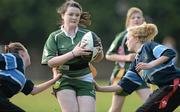 24 April 2012; Grainne Malone, St. Mac Dara's Community College, Templeogue, in action against Orla Kenny, left and Rachel Cosrave, Lucan Community College. Leinster Rugby Girls Blitz, St. Marys RFC, Templeville Road, Dublin. Photo by Sportsfile