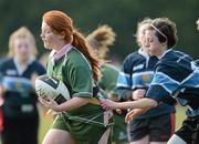 24 April 2012; Sorcha Kampff, St. Mac Dara's Community College, Templeogue, in action against Danie Murray, Lucan Community College. Leinster Rugby Girls Blitz, St. Marys RFC, Templeville Road, Dublin. Photo by Sportsfile