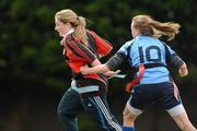 24 April 2012; Lisa Redmond, Clane, in action against Katie Bannon, left, and Roisin Quinn, Manor House, Raheny. Leinster Rugby Girls Blitz, St. Marys RFC, Templeville Road, Dublin. Photo by Sportsfile