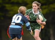 24 April 2012; Sarah Carroll, St. Mac Dara's Community College, Templeogue, in action against Sarah Neville, Maynooth Post Primary. Leinster Rugby Girls Blitz, St. Marys RFC, Templeville Road, Dublin. Photo by Sportsfile