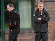 24 April 2012; Ulster's Operations Director of Rugby David Humphreys, left, and head coach Brian McLaughlin during squad training ahead of their Heineken Cup Semi-Final against Edinburgh on Saturday. Ulster Rugby Squad Training, Newforge Country Club, Belfast, Co. Antrim. Picture credit: Oliver McVeigh / SPORTSFILE