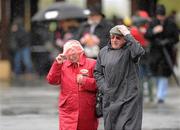 25 April 2012; Tony & Donnie Comerford, from Cork City, arrive for the second day of the Punchestown Racing Festival. Punchestown Racecourse, Punchestown, Co. Kildare. Picture credit: Stephen McCarthy / SPORTSFILE