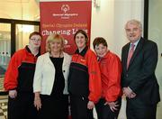 25 April 2012; Special Olympics athletes Mark Claffey, left, Elizabeth Mair and Killian Moran with Senator Mary Moran, Labour, from Blackrock, who lives in Haggardstown, Dundalk, and Dublin Independent T.D. Finian McGrath, ahead of Special Olympics Ireland’s annual collection day which will take place across Ireland on Friday April 27th. This is the biggest annual fundraising event in aid of Special Olympics Ireland and will see more than 4,000 volunteers take to the streets in over 200 locations throughout Ireland on the day. Government Buildings, Upper Merrion Street, Dublin. Picture credit: Ray McManus / SPORTSFILE