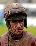 25 April 2012; Jockey Davy Russell following the Irish Daily Mirror War Of Attrition Novice Hurdle. Punchestown Racing Festival, Punchestown Racecourse, Punchestown, Co. Kildare. Picture credit: Stephen McCarthy / SPORTSFILE