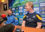 27 April 2012; Leinster head coach Joe Schmidt, left, and Leo Cullen during a press conference ahead of their Heineken Cup Semi-Final against ASM Clermont Auvergne on Sunday. Leinster Rugby Press Conference, David Lloyd Riverview, Clonskeagh, Dublin. Picture credit: Brian Lawless / SPORTSFILE
