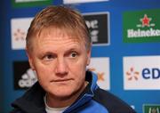27 April 2012; Leinster head coach Joe Schmidt during a press conference ahead of their Heineken Cup Semi-Final against ASM Clermont Auvergne on Sunday. Leinster Rugby Press Conference, David Lloyd Riverview, Clonskeagh, Dublin. Picture credit: Brian Lawless / SPORTSFILE