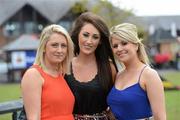 27 April 2012; Racegoers, from left, Caroline Aherne, Siobhan Aherne and Rebecca Deane, all from Middleton, Co. Cork, at the Punchestown Racing Festival. Punchestown Racecourse, Punchestown, Co. Kildare. Picture credit: Matt Browne / SPORTSFILE
