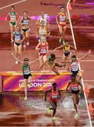 9 August 2017; Birtukan Fente of Ethiopia falls into the water during round one of the Women's 3000m Steeplechase event during day six of the 16th IAAF World Athletics Championships at the London Stadium in London, England. Photo by Stephen McCarthy/Sportsfile