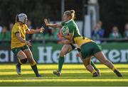 9 August 2017; Alison Miller of Ireland is tackled by Sharni Williams, left and Nareta Marsters of Australia during the 2017 Women's Rugby World Cup Pool C match between Ireland and Australia at the UCD Bowl in Belfield, Dublin. Photo by Eóin Noonan/Sportsfile