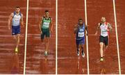 9 August 2017; Athletes, from left, Daniel Talbot of Great Britain, Wayde van Niekerk of South Africa, Ameer Webb of the USA and Ramil Guliyev of Turkey during their semi-final of the Men's 200m event during day six of the 16th IAAF World Athletics Championships at the London Stadium in London, England. Photo by Stephen McCarthy/Sportsfile