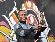 10 August 2017; Fuad Sule of Bohemians with his SSE Airtricity/SWAI Player of the Month Award for July 2017 at Dalymount Park, Phibsborough, in Dublin. Photo by Matt Browne/Sportsfile