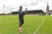 10 August 2017; Fuad Sule of Bohemians with his SSE Airtricity/SWAI Player of the Month Award for July 2017 at Dalymount Park, Phibsborough, in Dublin. Photo by Matt Browne/Sportsfile
