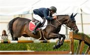 10 August 2017; Bertram Allen of Ireland competing on Izzy By Picobello clear the final fence during the jump-off portion on their way to winning the Anglesea Serpentine Stakes at Dublin Horse Show at the RDS in Ballsbridge, Dublin. Photo by Cody Glenn/Sportsfile