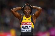 10 August 2017; Simone Facey of Jamaica reacts following her semi-final of the Women's 200m event during day seven of the 16th IAAF World Athletics Championships at the London Stadium in London, England. Photo by Stephen McCarthy/Sportsfile
