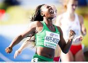 21 July 2017, Ireland's Gina Akpe-Moses, Blackrock AC, Co Louth, winning the European U20 100m Women title in 11.71 seconds at the European Athletics U20 Championships in Grosseto, Italy. issued on behalf of Athletics Ireland by Sportsfile