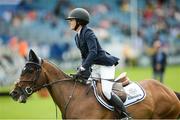 10 August 2017; Karen Polle of Japan after a clear round resulting in second place competing on With Wings during the Anglesea Serpentine Stakes at Dublin Horse Show at the RDS in Ballsbridge, Dublin. Photo by Cody Glenn/Sportsfile