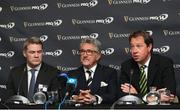 11 August 2017; CEO of Pro14 Martin Anayi, left, Chairman of Pro14 Gerald Davies, centre, and SARU CEO Jurie Roux during the South African launch of Guinness PRO14 at Southern Sun Cullinan in Cape Town, South Africa. Photo by Carl Fourie/Sportsfile