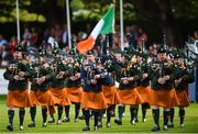 11 August 2017; The Army Pipe Band lead the Ireland team into the arena during the Parade of Teams ahead of the FEI Nations Cup during the Dublin International Horse Show at RDS, Ballsbridge in Dublin. Photo by Cody Glenn/Sportsfile