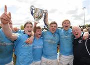 28 April 2012; Garryowen players, from left, Declan Lavery, Ronan O'Mahony, Neil Cronin, James Rael, Paul Nevile and kitman Paddy Joyce celebrate with the cup. Ulster Bank All-Ireland League Cup Final, Ballymena v Garryowen, Templeville Road, Dublin. Picture credit: Oliver McVeigh / SPORTSFILE