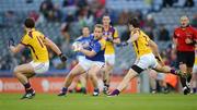 28 April 2012; Brian Kavanagh, Longford, in action against Grame Molloy, right, and Lee Chinn, Wexford. Allianz Football League, Division 3 Final, Longford v Wexford, Croke Park, Dublin. Picture credit: Ray McManus / SPORTSFILE