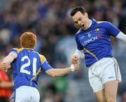 28 April 2012; Paul Kelly, left, celebrates with team captain Paul Barden after scoring a first half goal for Longford. Allianz Football League, Division 3 Final, Longford v Wexford, Croke Park, Dublin. Picture credit: Ray McManus / SPORTSFILE