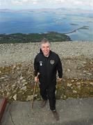 28 April 2012; FAI chief executive John Delaney at the summit of Croagh Patrick following the Enda's Trek with Trap's Green Army Charity Climb. Croagh Patrick, Murrisk, Carrowmacloughlin, Co. Mayo. Picture credit: Tommy Grealy / SPORTSFILE