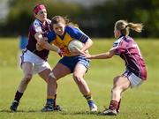 29 April 2012; Niamh O'Dea, Clare, in action against Ger Conneally, left, and Sinead Burke, Galway. Bord Gáis Energy Ladies National Football League, Division 2 Semi-Final, Clare v Galway, St. Rynagh's GAA, Banagher, Co. Offaly. Picture credit: David Maher / SPORTSFILE