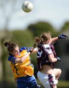 29 April 2012; Clare Hehir, Galway, in action against Marie Considine, Clare. Bord Gáis Energy Ladies National Football League, Division 2 Semi-Final, Clare v Galway, St. Rynagh's GAA, Banagher, Co. Offaly. Picture credit: David Maher / SPORTSFILE