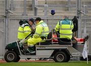 29 April 2012; Aidan McCrory, Tyrone, is stretchered off the field with a first half injury. Allianz Football League, Division 2 Final, Tyrone v Kildare, Croke Park, Dublin. Picture credit: Oliver McVeigh / SPORTSFILE