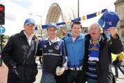 29 April 2012; Leinster supporters, from left, Philip Myerscough, Rob Mitchell, Jamie Myerscough, and Stan Mitchell, from Ballsbridge, Dublin, at the game. Heineken Cup Semi-Final, ASM Clermont Auvergne v Leinster, Stade Chaban Delmas, Bordeaux, France. Picture credit: Brendan Moran / SPORTSFILE