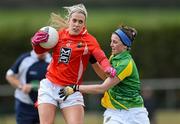 29 April 2012; Brid Stack, Cork, in action against Kellie Allen, Meath. Bord Gáis Energy Ladies National Football League, Division 1 Semi-Final, Cork v Meath, Crettyard, Co. Laois. Picture credit: Brian Lawless / SPORTSFILE