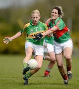 29 April 2012; Bernie Breen, Kerry, in action against Martha Carter, Mayo. Bord Gáis Energy Ladies National Football League, Division 2 Semi-Final, Kerry v Mayo, St. Rynagh's GAA, Banagher, Co. Offaly. Picture credit: David Maher / SPORTSFILE