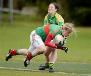 29 April 2012; Cora Staunton, Mayo, in action against Cassandra Buckley, Kerry. Bord Gáis Energy Ladies National Football League, Division 2 Semi-Final, Kerry v Mayo, St. Rynagh's GAA, Banagher, Co. Offaly. Picture credit: David Maher / SPORTSFILE