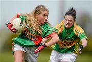 29 April 2012; Sarah Rowe, Mayo, in action against Cassandra Buckley, Kerry. Bord Gáis Energy Ladies National Football League, Division 2 Semi-Final, Kerry v Mayo, St. Rynagh's GAA, Banagher, Co. Offaly. Picture credit: David Maher / SPORTSFILE