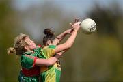 29 April 2012; Caoifhionn Connolly, Mayo, in action against Louise Galvin, Kerry. Bord Gáis Energy Ladies National Football League, Division 2 Semi-Final, Kerry v Mayo, St. Rynagh's GAA, Banagher, Co. Offaly. Picture credit: David Maher / SPORTSFILE