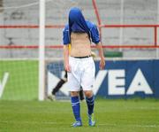 29 April 2012; Mark Sanford, Dublin & District Schoolboys, shows his disappointment after a missed goal opportunity. FAI Umbro Youth Inter League Cup Final, Dublin & District Schoolboys League v Cork Youth Leagues, Tolka Park, Dublin. Picture credit: Ray Lohan / SPORTSFILE