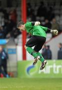 29 April 2012; Dublin & District Schoolboys League goalkeeper Nathan Browne celebrates his side's opening goal. FAI Umbro Youth Inter League Cup Final, Dublin & District Schoolboys League v Cork Youth Leagues, Tolka Park, Dublin. Picture credit: Ray Lohan / SPORTSFILE