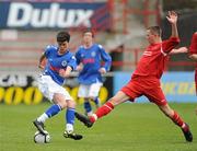 29 April 2012; Peter Hopkins, Dublin & District Schoolboys League, in action against Alan Browne, Cork Youth Leagues. FAI Umbro Youth Inter League Cup Final, Dublin & District Schoolboys League v Cork Youth Leagues, Tolka Park, Dublin. Picture credit: Ray Lohan / SPORTSFILE