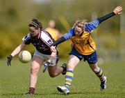 29 April 2012; Deirdre Brennan, Galway, in action against Ailish Considine, Clare. Bord Gáis Energy Ladies National Football League, Division 2 Semi-Final, Clare v Galway, St Rynagh's GAA, Banagher, Co Offaly. Picture credit: David Maher / SPORTSFILE