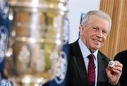 30 April 2012; Former Republic of Ireland International and manager John Giles draws a ball during the FAI Ford Cup 2012 Second Round Draw. Aviva Stadium, Lansdowne Road, Dublin. Picture credit: David Maher / SPORTSFILE